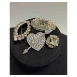 4 Clear Rhinestone Brooches for parties/everyday!