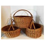 3 Double Handled Baskets 8' tall Made in Poland