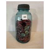 Half Gal Blue Glass Ball Perfect Mason jar Zinc