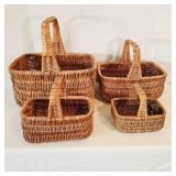 4 Wicker Baskets w/Handles some Made in Poland