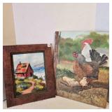 Oil Paintings on Canvas & one is wood framed