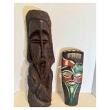 Carves Wood Tribal Masks-largest 23' signed-