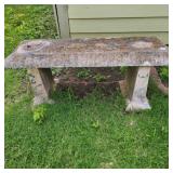 Concrete Outdoor Bench 3 pc Heavy-has raised swans