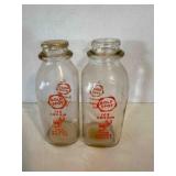 2 Gold Spot Pint milk bottle advertising Ice Cream