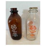 2 Gold Spot Quart Bottles, Amber Glass & Clear