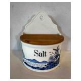 Germany Salt Box Wood lid Delft Blue Windmill