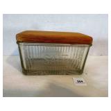 Glass & Wood Salt box, SALT on 4 sides