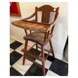 Antique Wood High Chair, Eating Tray has damage