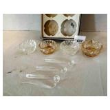 4 Salt Dips Cellars & Spoons In Box-need cleaned