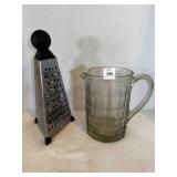 Heavy Glass 2qt? Pitcher, Triangular Grater
