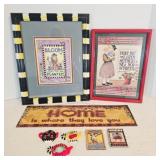 Mary Englebreit framed pictures, Home Sign
