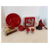 Cardinals Birds, Plate, Tins, Musical Cardinal