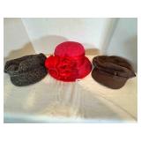 2 Ladies Newsboy Hats, Red Straw Hat