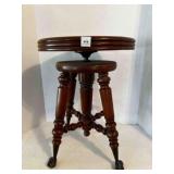 Brass Ball & Claw wood Piano Organ Stool-Rotates