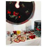 Christmas Ornaments, Cardinal/Cherries tree Skirt