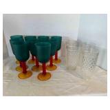 13 Poolside Plastic Wine Glasses & Plastic Hobnail