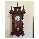 Junghans Wood Wall Clock w/key 39' top to Bottom