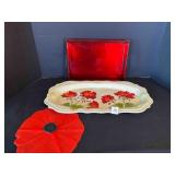 Geranium Platter 17ï¿½'x8', Acrylic Red Tray