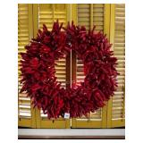 21' Red Pepper Wreath-paper mache-ish peppers