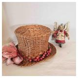 Wicker Basket Top Hat surrounded by Red Berries