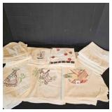 Tea Towels-3 embroidered, most are stained