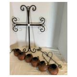 Metal Cross 23' tall, Clay pots on rope Dï¿½cor