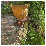 Metal Plant Stand w/terra cotto pot & round Orb