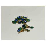 Blue & Green Brooch & Earrings-Resembles Julianna