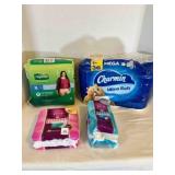 6 Rolls Toilet Paper, Depends XL unopened, Poise