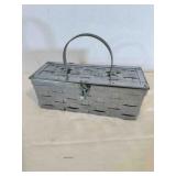 Vintage 1950s Modern Silver Basket Weave Box Purse