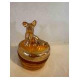 Scottie Dog Vanity Powder Box Marigold Glass