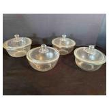 4 Clear small Bowls w/lids, bowl is 4ï¿½'across