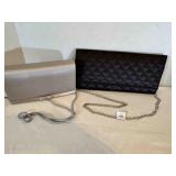 2 Evening Hand Bags Purses-Black quilted clutch