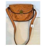 Leather Hand Tooled Purse-over shoulder Strap