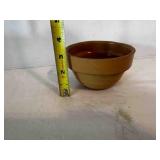 5' Beige Yellowware Ribbed Bowl USA Smallest Crock