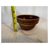5' Brown Glaze Ribbed Bowl USA Smallest Crock Pot