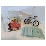 Copper wire Bicycle, 4 Glass coasters that you can