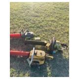 3 chainsaws one runs 2 pull though