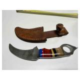 Handmade Karambit Knife w/mulit color wood handle