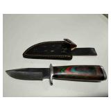Fixed blade hunting knife w/ multi color handle