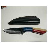 Handcrafted demascus steel knife,texas flag handle