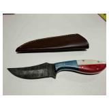 Fixed blade hunting knife w/texas flag handle