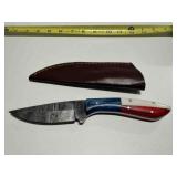 Fixed blade hunting knife w/ texas flag handle