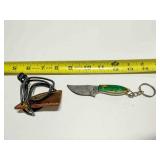 Handcrafted knife keychain w/ leather sheath