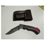 Handcrafted Folding pocket knife w/ pink & Green