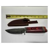 Handmade Hunting knife w/a pakka rose wood handle