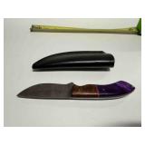 Fixed Blade hunting knife with purple/brown handle