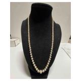 Pearl necklace w/ sterling silver filigree clasp