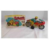 Vintage Winner 93 Lithograph Tin Motorcycle Toy