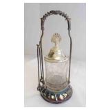 Antique Victorian Etched Cut Glass Pickle Castor